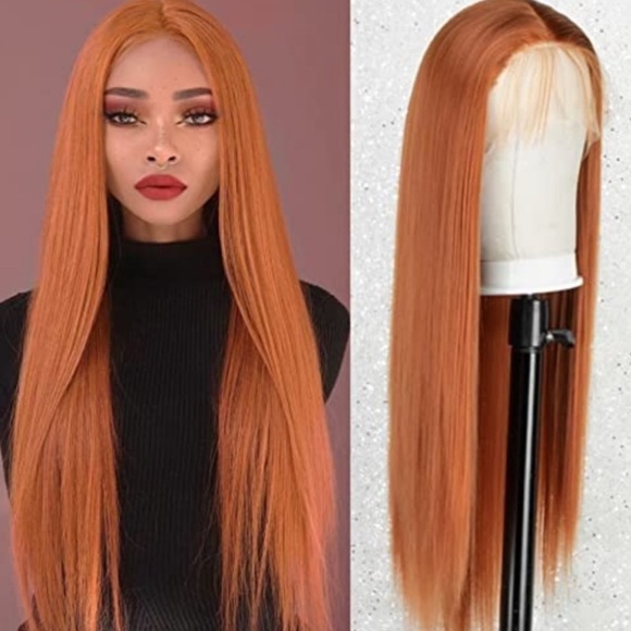 22” Straight Ginger Orange Lace Front Wig NEW